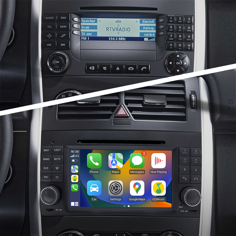 2 Din Radio Mercedes Sprinter A-B-Viano-Vito VW Crafter Aftermarket Stereo Kit 7 Inch TouchScreen Apple Carplay Andriod Auto Full Screen DVD Wifi 2004 2005 2006 2007 2008 2009 2010 2011 2012 2013
