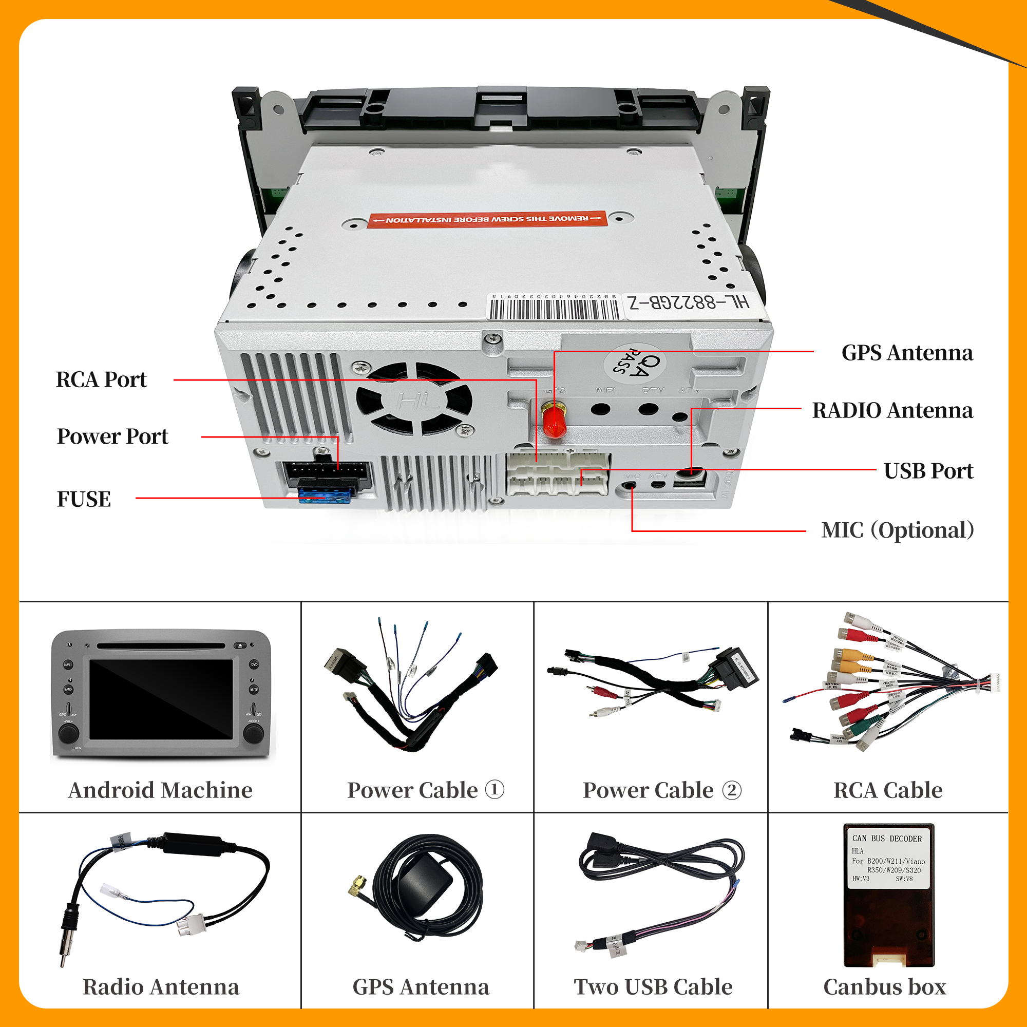 HL-8822 Autoradio for Mercedes W169 W245 W639 W906 VW Crafter 2 Din Radio Stereo Upgrade