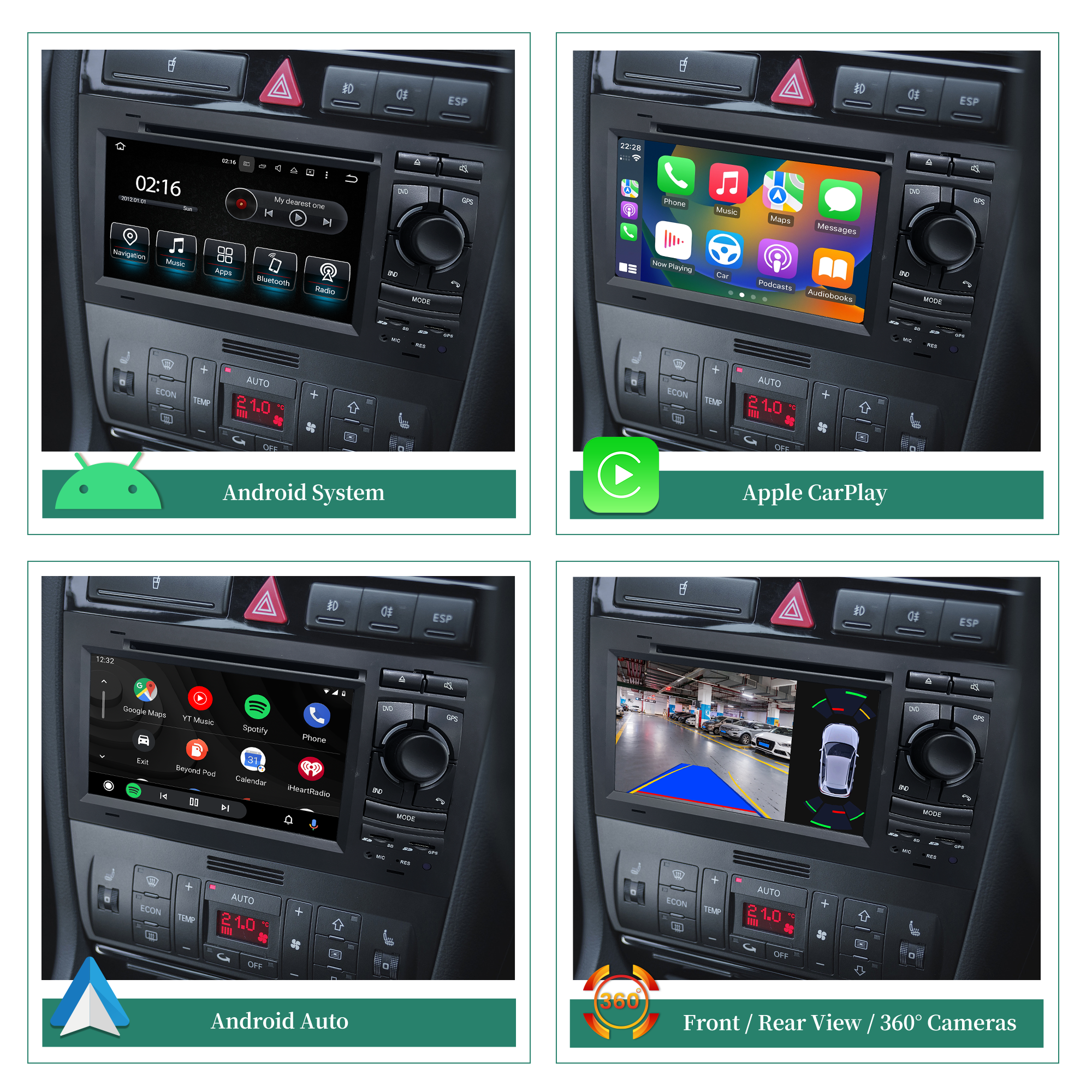 hualingan hla-8745 Audi A4 B6 B7 Radio Dash Kit carplay android