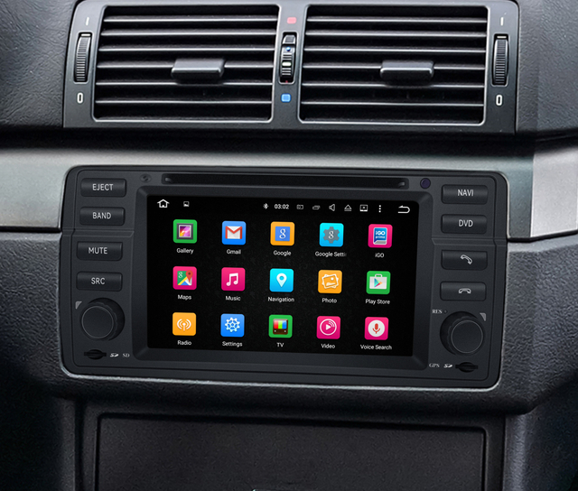 BMW E46 Car Radio Replacement BMW 3 Series M3 Upgrade 7 Inch Touch Screen Double Din Head Unit Wired Wireless CarPlay Android Auto MirrorLink Wifi Reverse Cameras RDS DVD GPS Navigation Bluetooth 