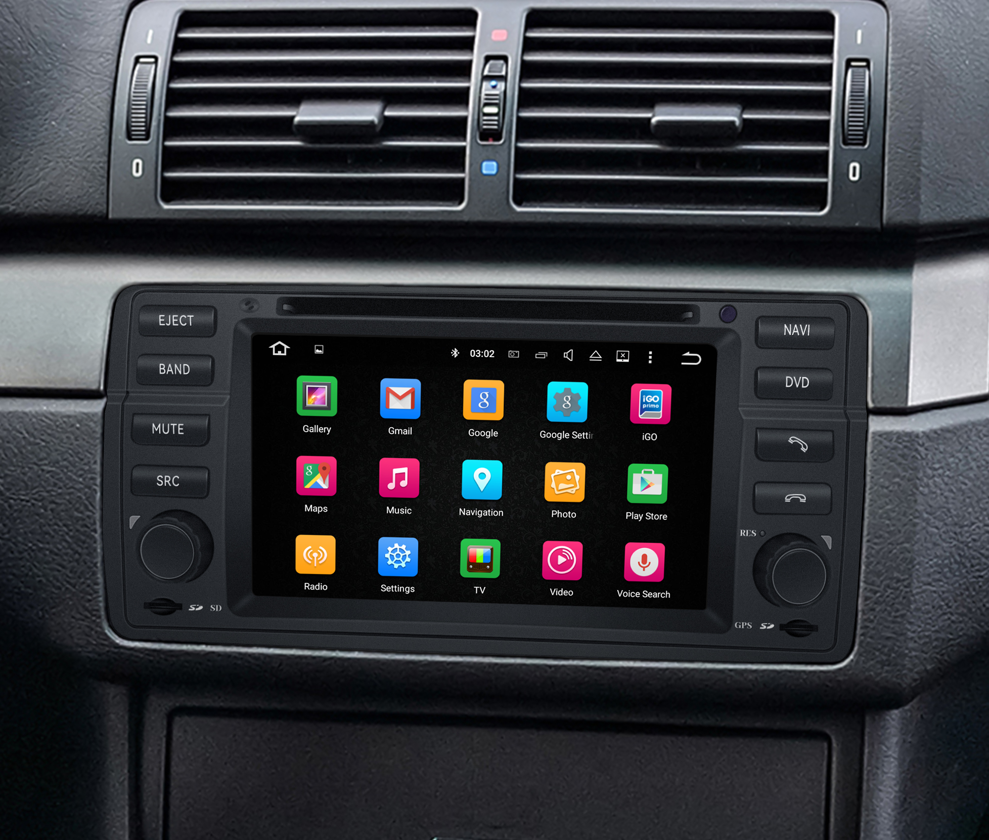 BMW E46 Car Radio Replacement BMW 3 Series M3 Upgrade 7 Inch Touch Screen Double Din Head Unit Wired Wireless CarPlay Android Auto MirrorLink Wifi Reverse Cameras RDS DVD GPS Navigation Bluetooth 