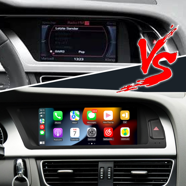 Audi A4 S4 S4 B8 CD/SD Concert Symphony 8.8 Touch Screen Upgrade 2008-2012 Apple CarPlay Android Auto Android 13 Apps Netflix Spotify Tubi ReeIShort Reddit Twitch Games Navigation WiFi Reverse Camera