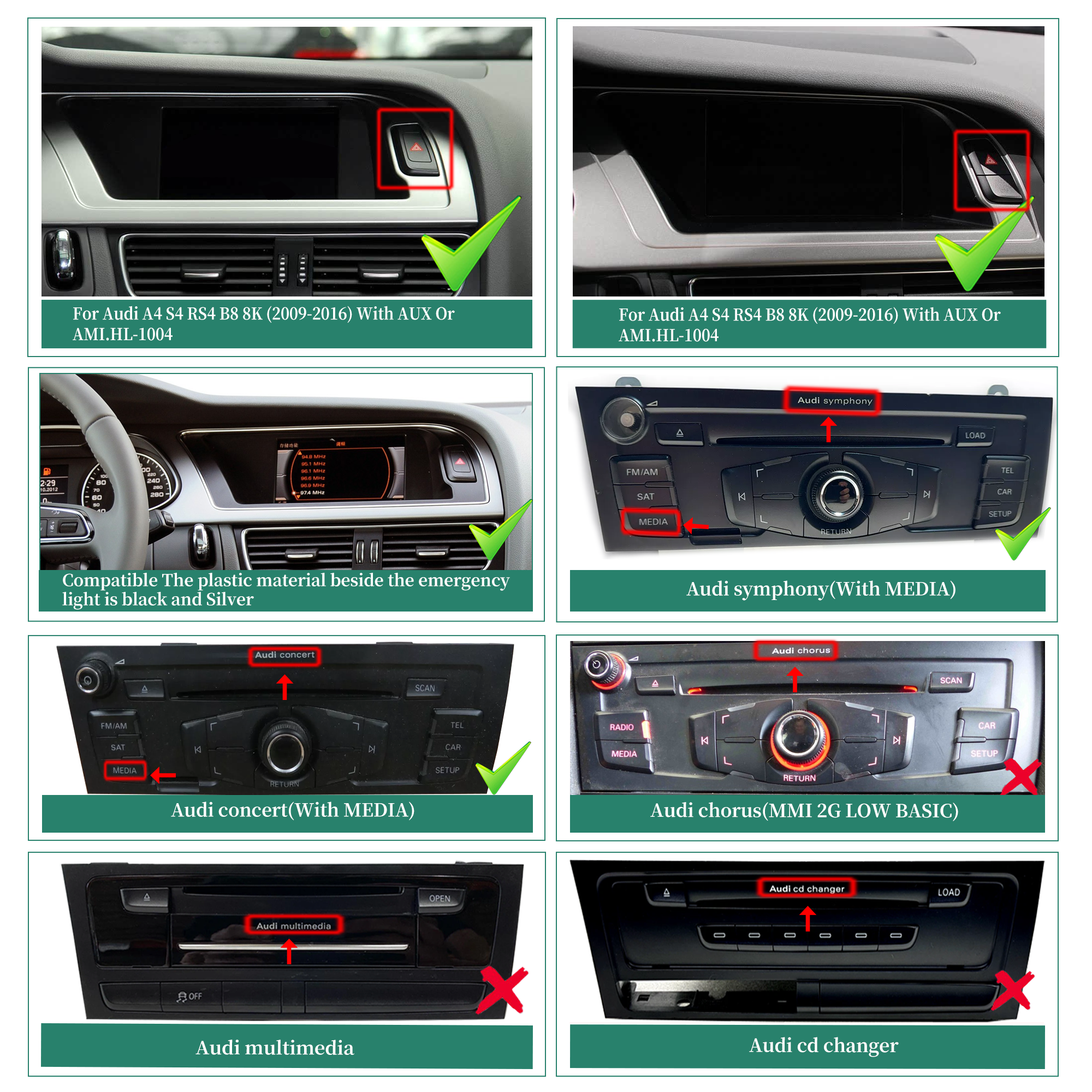 Audi A5 8T A4 8W Symphony Concert Upgrade CarPlay 10.25 Touch Screen Radio Stereo Android 13 Android Auto Mirror Netflix YouTube Spotify Games Music Movies Navigation Apple Maps WiFi