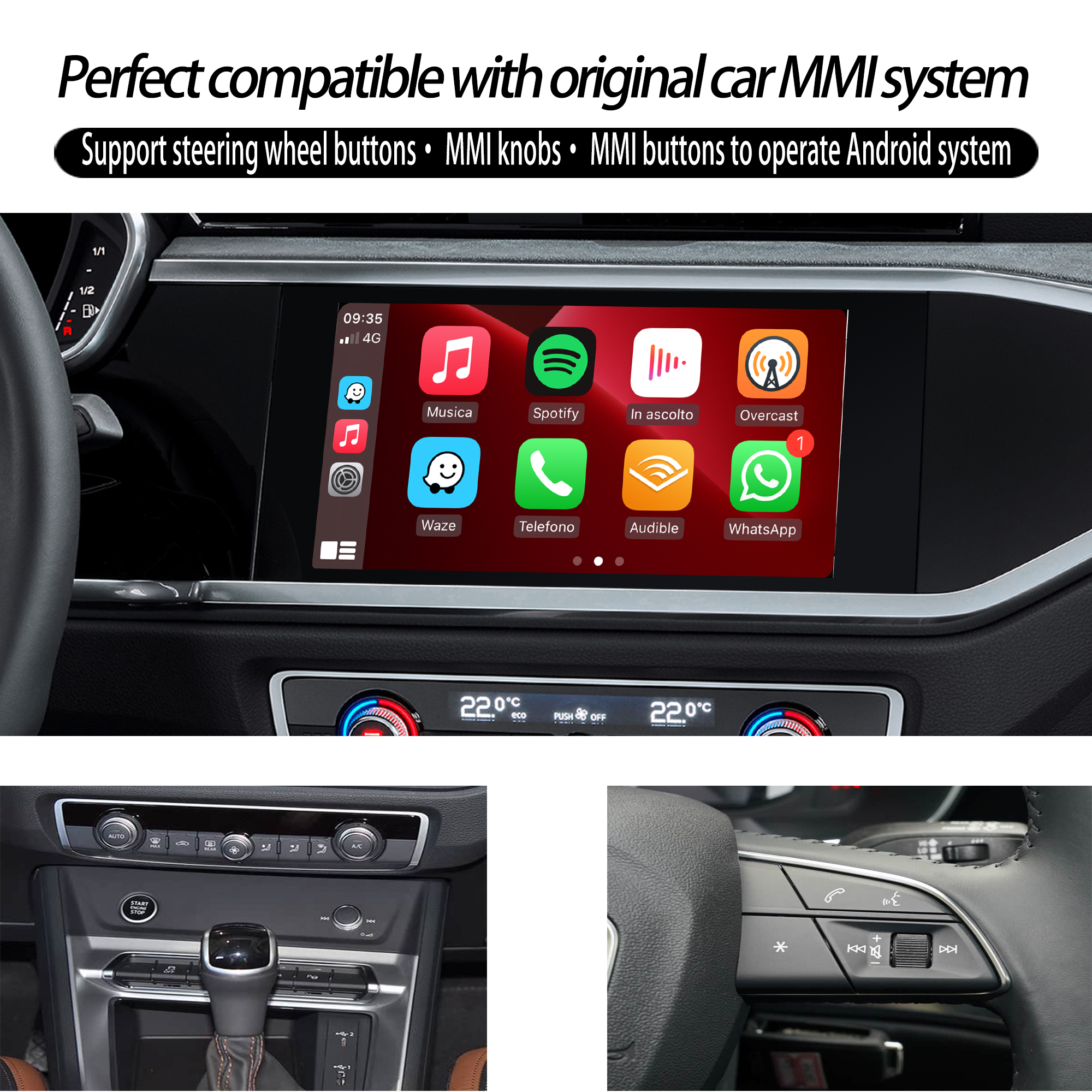 Hualingan hla-310 apple carplay android auto Audi Q3 SQ3 RS Q3 方向盘