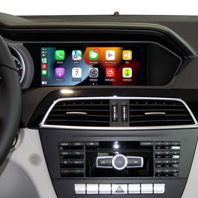 Mercedes NTG4.5 NTG4.7 CarPlay Kit for W204 C204 S204 Radio Upgrade 8.8 Touch Screen Mirror Wireless Android Auto Android 14 Apps Navigation Netflix Spotify Facebook YouTube WhatsApp Reverse Camera 