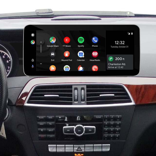 Hualingan 12.3 Android Screen Upgrade 7-inch Mercedes C-W204 C204 S204 NTG 4.5/ 4.7 Android Auto CarPlay Split Screen Mirroring Full Screen iPhone Navigation Google Maps Spotify Weibo Backup Cameras