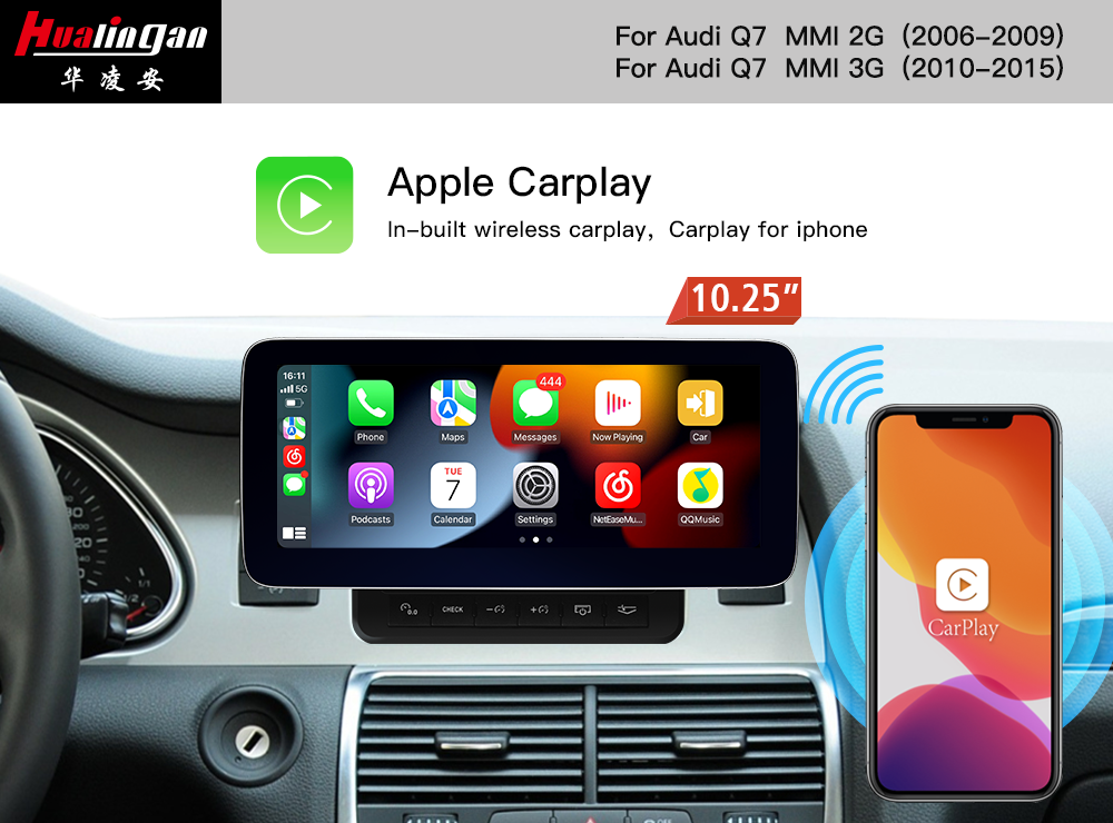 Audi Q7 4L MMI 3G Android 10.25 Installation Navigation System Music System Apple Carplay Wireless Android Auto Bluetooth Audio Vehicle Backup Camera Wifi 