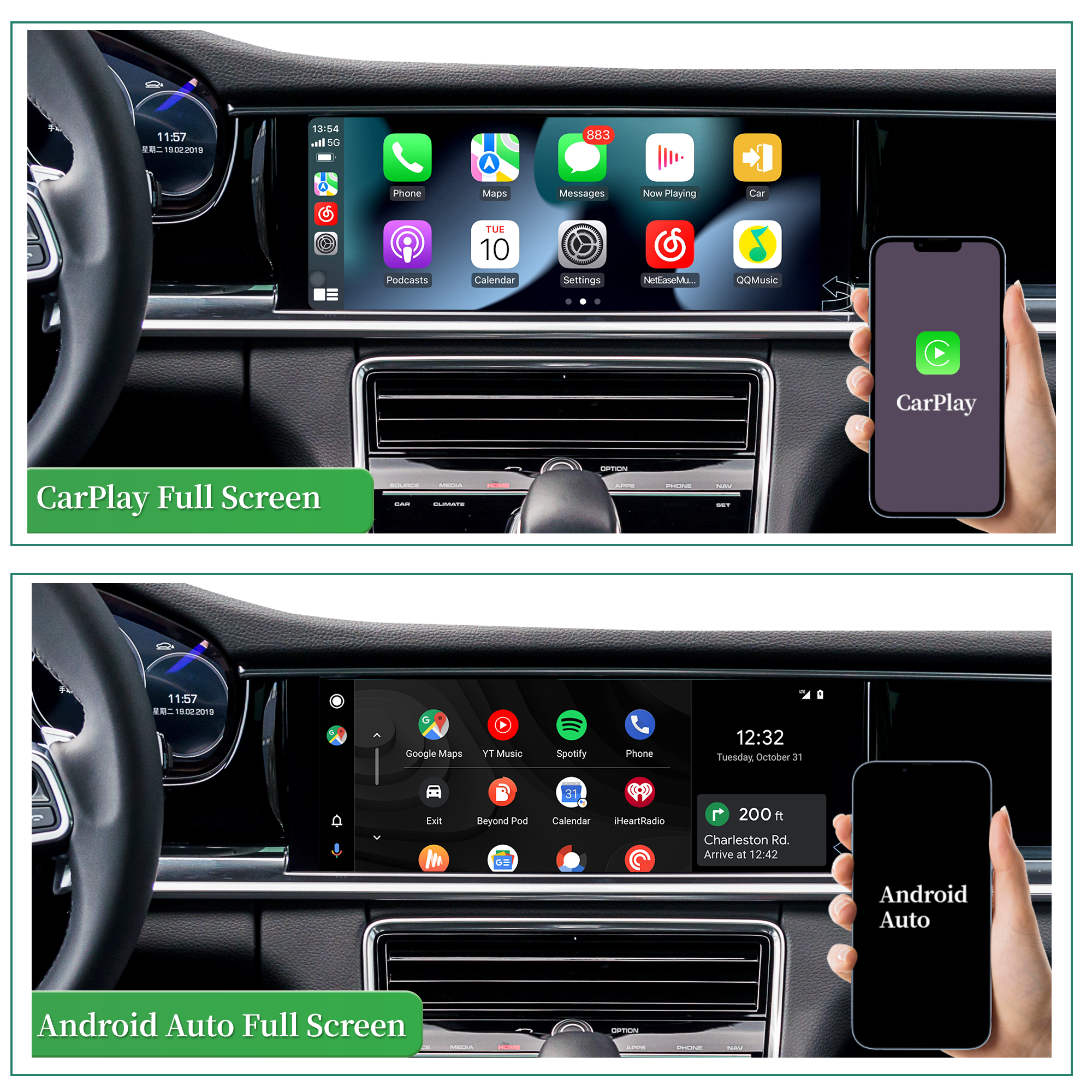 Wireless CarPlay Android Auto Adapter for Porsche Panamera 971 PCM 4.1 (2017-2021) | Stream YouTube,Netflix,Spotify on 12.3 Car Screen | Plug & Play iPhone Android Mirroring Upgrade,Google Maps