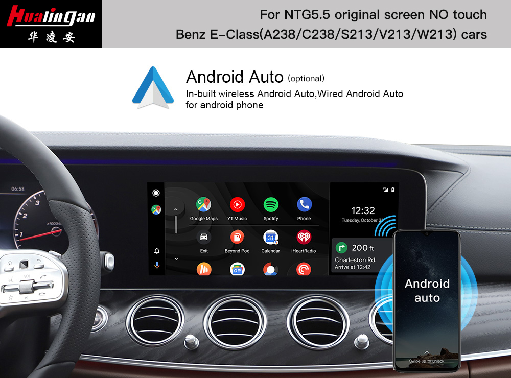 Mercedes NTG 5.5 Wireless Apple CarPlay E-W213 S213 V213 Upgrade 12.3 inch Anti-Glare Blue Ray Touch Screen CarPlay Ai BOX Android 12 Android Auto Fullscreen Mirroring