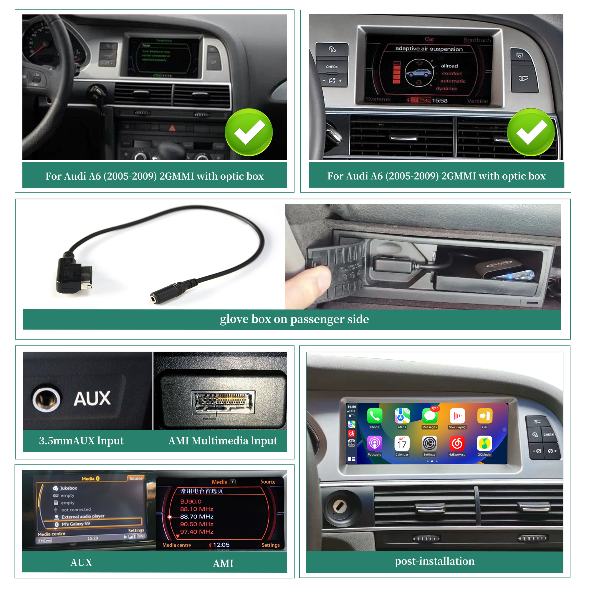 Hualingan HLA-8872 Audi A6 C6 MMI 8.8 Inch Touch Screen Upgrade 中控