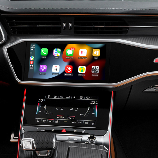 Wired To Wireless CarPlay Android Auto Adapter for Audi MIB2P MIB3 A6 A7 A8 Q6 Q7 Q8 Car Screen 8.8 Or 10.2 Inch Android 13 Netflix Spotify Prime Video Reddit Witch Waze Games GPS Navigation 4G Wi-Fi 