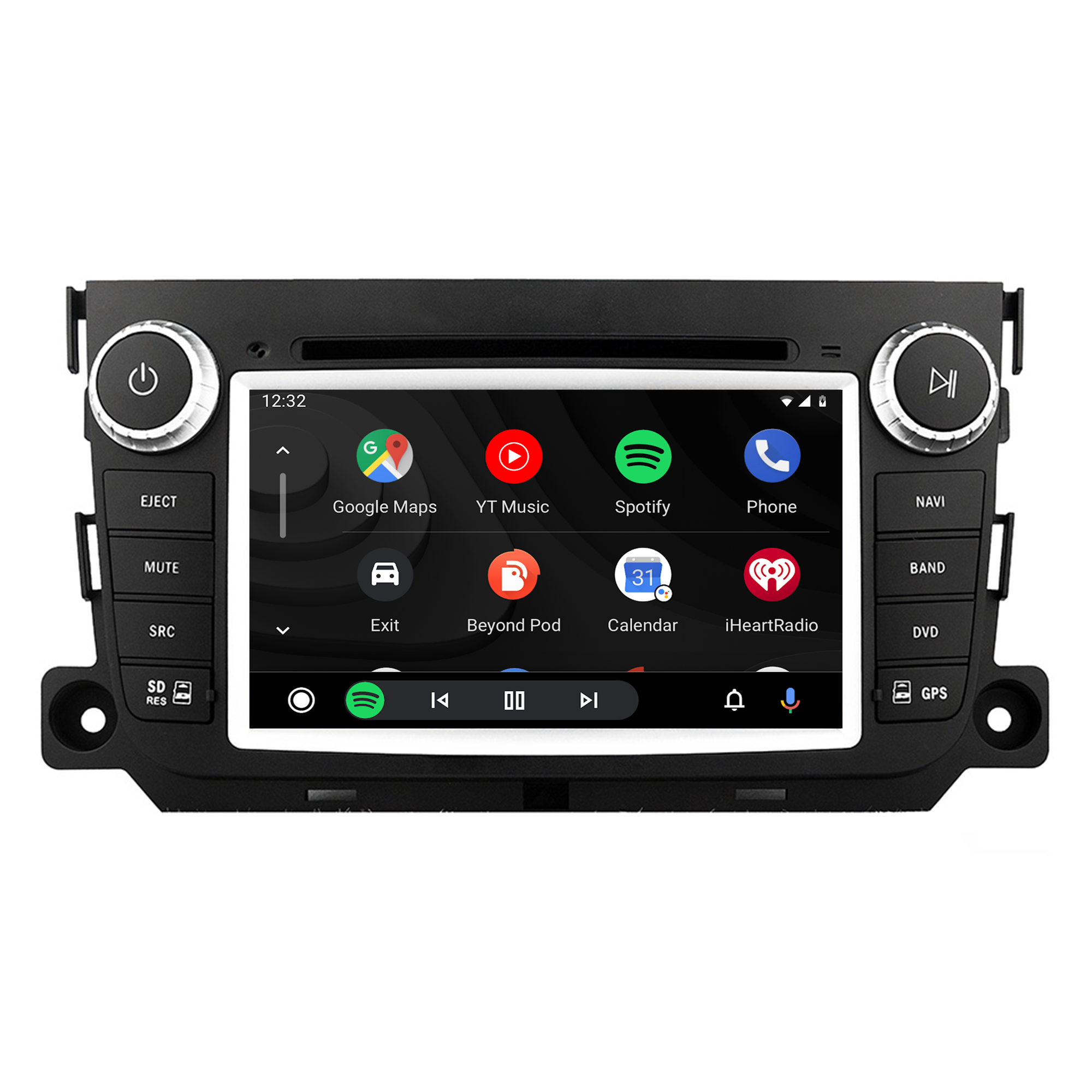 Mercedes Smart Fortwo Forfour Radio Replacement 7 Inch TouchScreen Stereo Dash Kit Apple CarPlay Android Auto Mirror Link Android 13 GPS Navigation DVD WiFi Backup Cameras Bluetooth Netflix Spotify