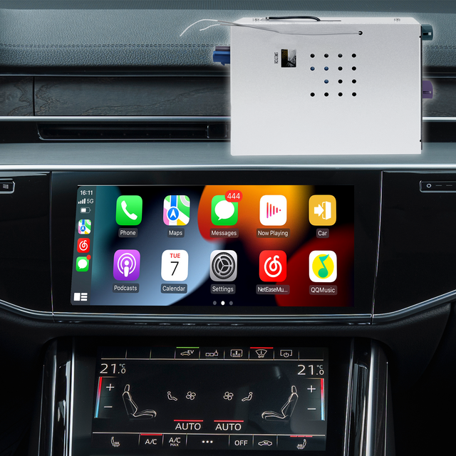 Wired To Wireless CarPlay Android Auto Adapter for Audi A6 A7 A8 Q6 Q7 Q8 MIB2P MIB3 Android 13 Netflix Spotify Prime Video Reddit Twitch Waze Games GPS Navigation 4G Wi-Fi 