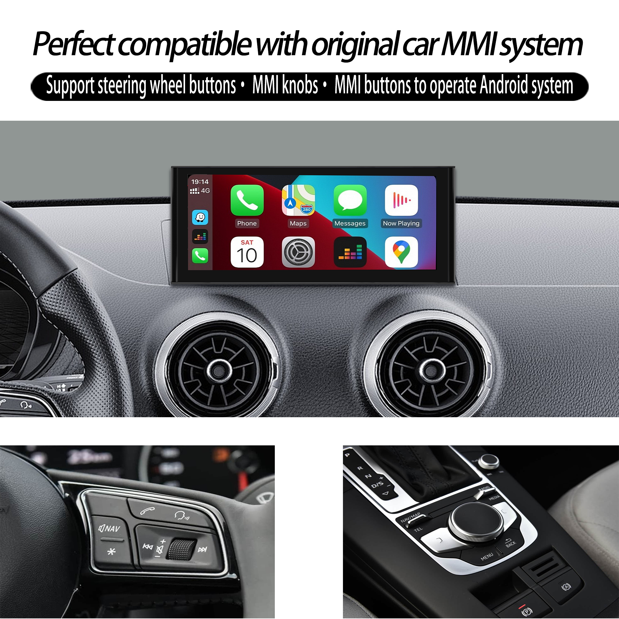 Audi A3 8V Apple CarPlay Upgrade 10.25-inch Touchscreen Android Auto Radio Stereo Navigation Andoid 13 Multimedia Functionalities Use Apps Netflix YouTube Amazon Prime Video Reddit Facebook Apple TV+ 