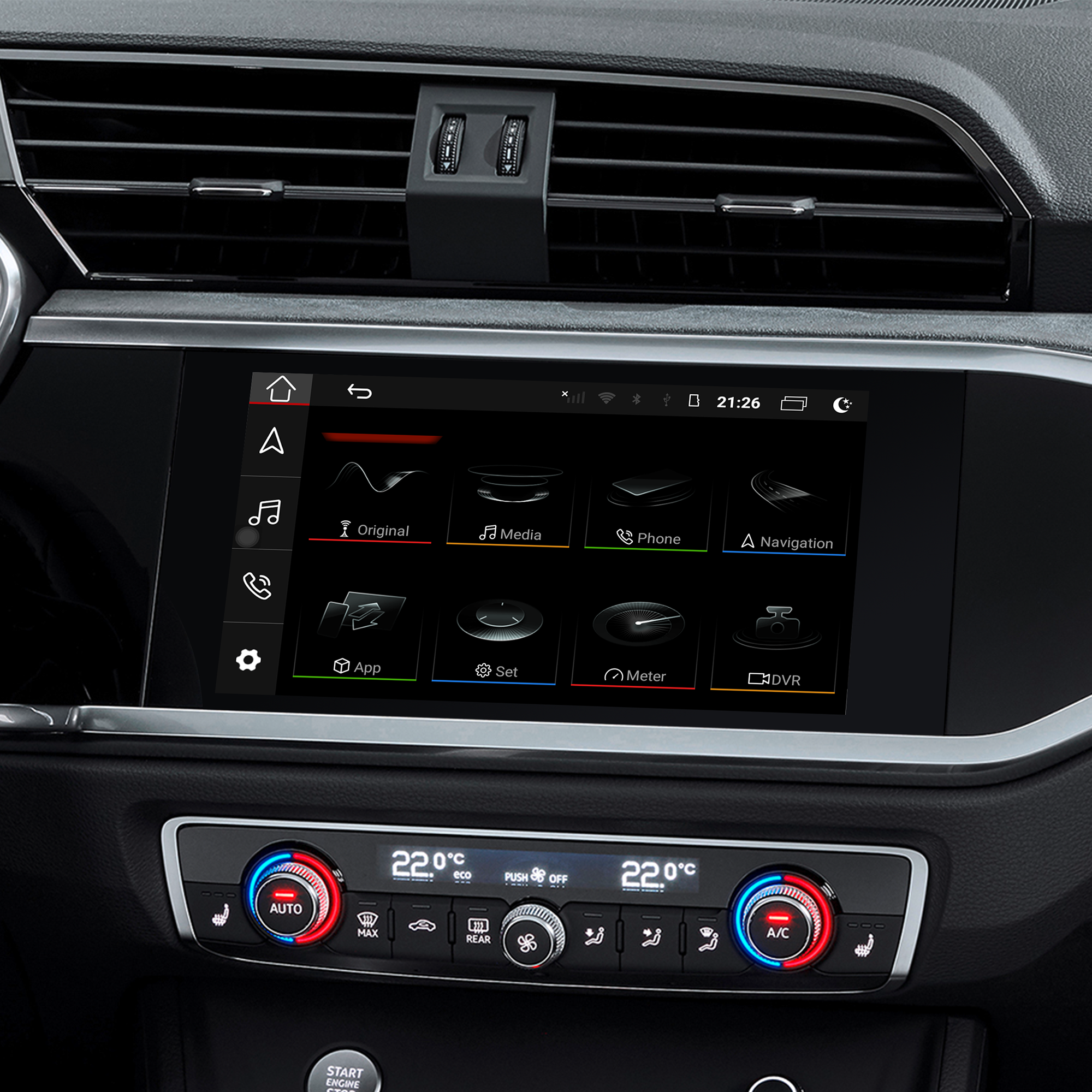 Apple CarPlay Android Auto Adapter for Audi A1 S1 Q3 SQ3 RSQ3 MIB2P MIB3 Wired To Wireless Mirror Link GPS Navigation Android 13 Apps Netflix Spotify Prime Video Reddit Twitch Waze Games Siri