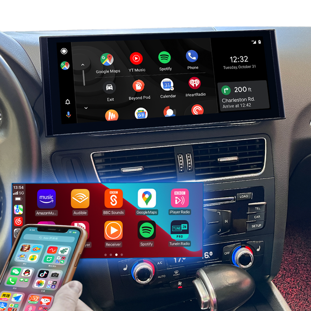  Apple CarPlay Android Auto Android Multimedia for Audi Q5 SQ5 RSQ5 Concert Symphony Radio,Phone Mirror Full Screen to 12.3 Touch Screen Access Apps Navigation Netflix YouTube Spotify Twitter Reddit