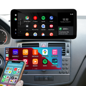 Mercedes W204 C204 S204 NTG4 Android Auto Retrofit Kit Upgrade 10.25 Touch Screen Wireless Apple CarPlay Android 14 Apps Navigation Netflix Spotify Facebook YouTube Reverse Camera Screen Mirroring