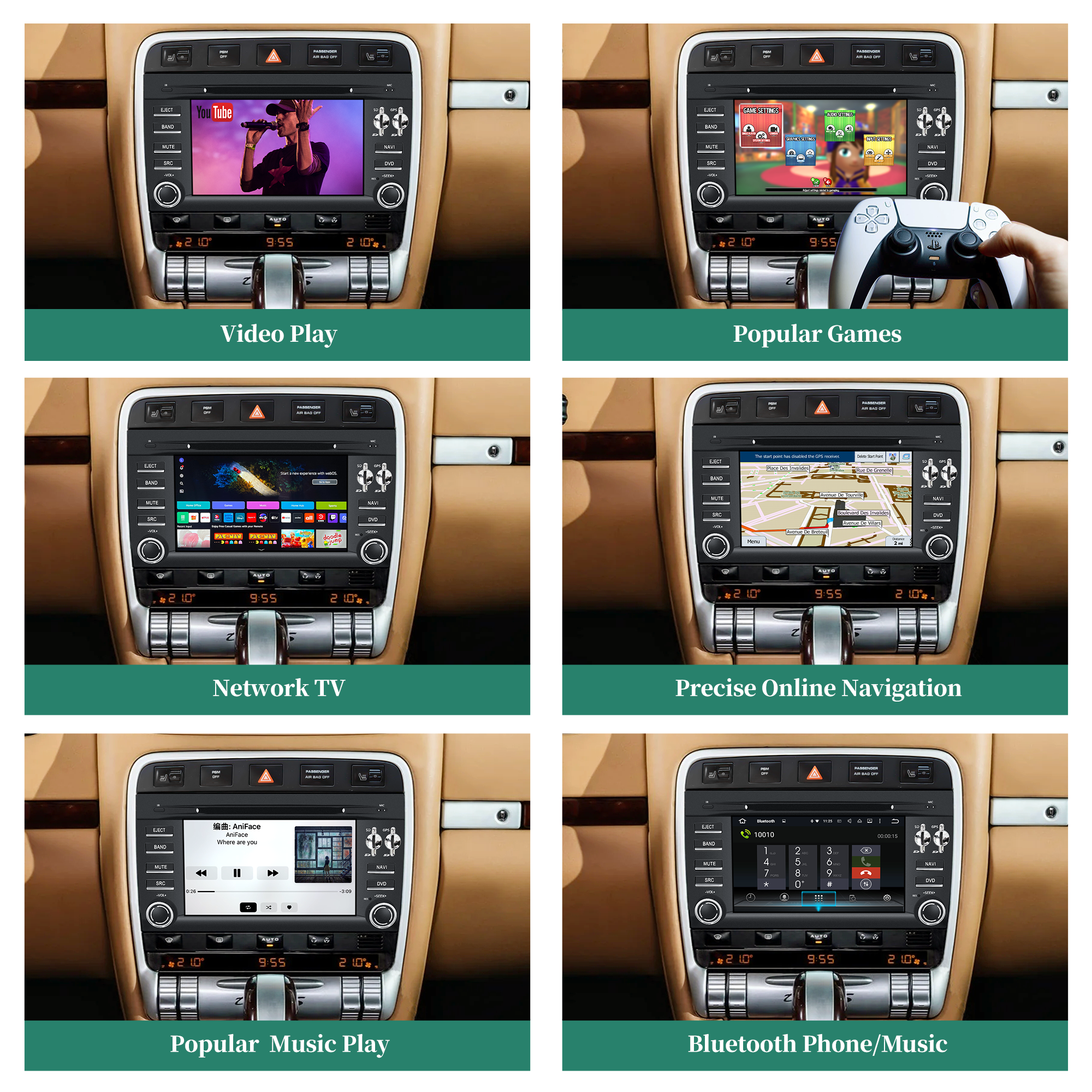 Hualingan Porsche Cayenne Radio Android Head Unit Bluetooth 7.0 inch TouchScreen Car Stereo Upgrade Car GPS Aftermarket Navigation Wireless Apple CarPlay Fullscreen Audroid Auto