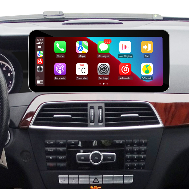 Hualingan Mercedes C-Class NTG4.5 NTG4.7 W204 S204 C204 Android 12.3 Inch Screen Upgrade Touch Wireless Apple CarPlay Full Screen Android Auto Mirror Multimedia Navi Wifi Camera