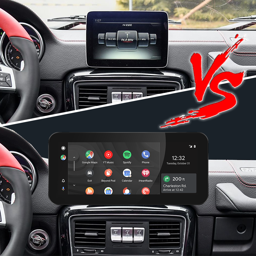 Mercedes NTG5.1 /5.2 W176 W246 C117 W463 X156 CarPlay Android Auto Upgrade 10.25 Touch Screen Mirroring, Android 14 Apps Navigation Netflix YouTube Spotify TikTok Reddit WhatsApp Backup Cameras