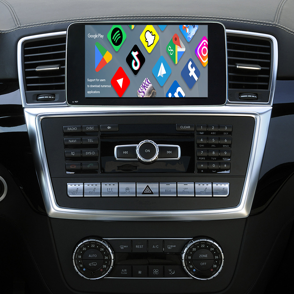 Mercedes NTG 4.5/4.7 GL X166 ML W166 Apple CarPlay Upgrade 9 inch Androdi Screen Android Auto Full (Split) Screen Mirroring App Netflix Spotify Wi-Fi USB Navigation Google Maps Vehicle Cameras 