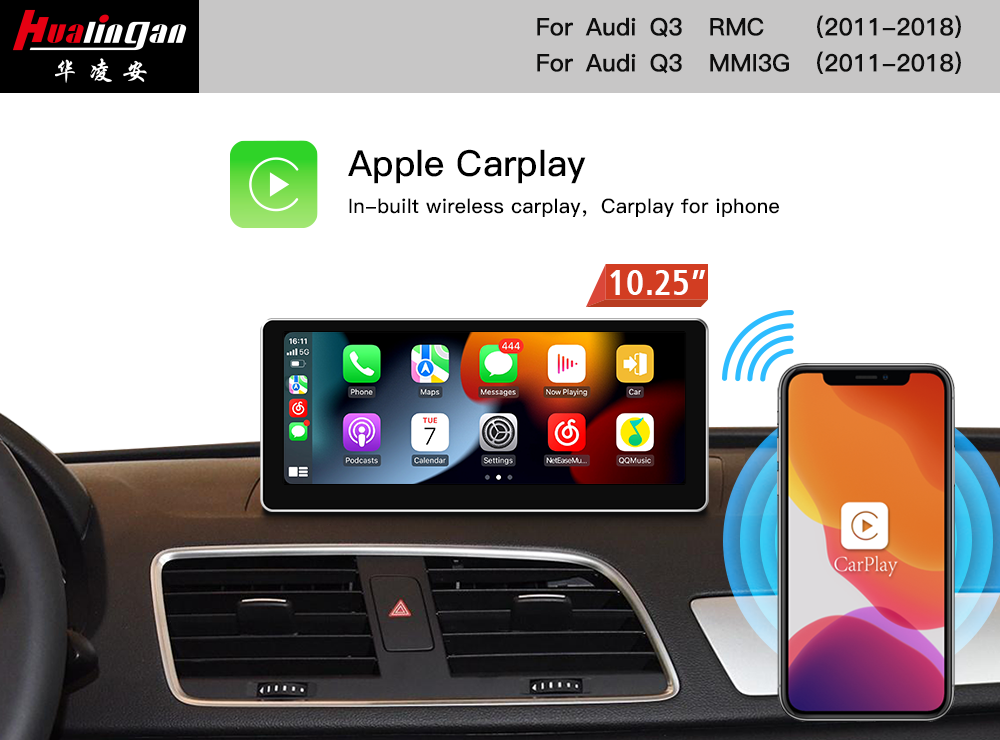 Autoradio 10.25" Android 12 Audi Q3/ RS Q3 RMC Apple Carplay SWC Mirrorlink GPS Navigation 4G Bluetooth DAB Multimedia Player Audio Radio Audroid Auto    