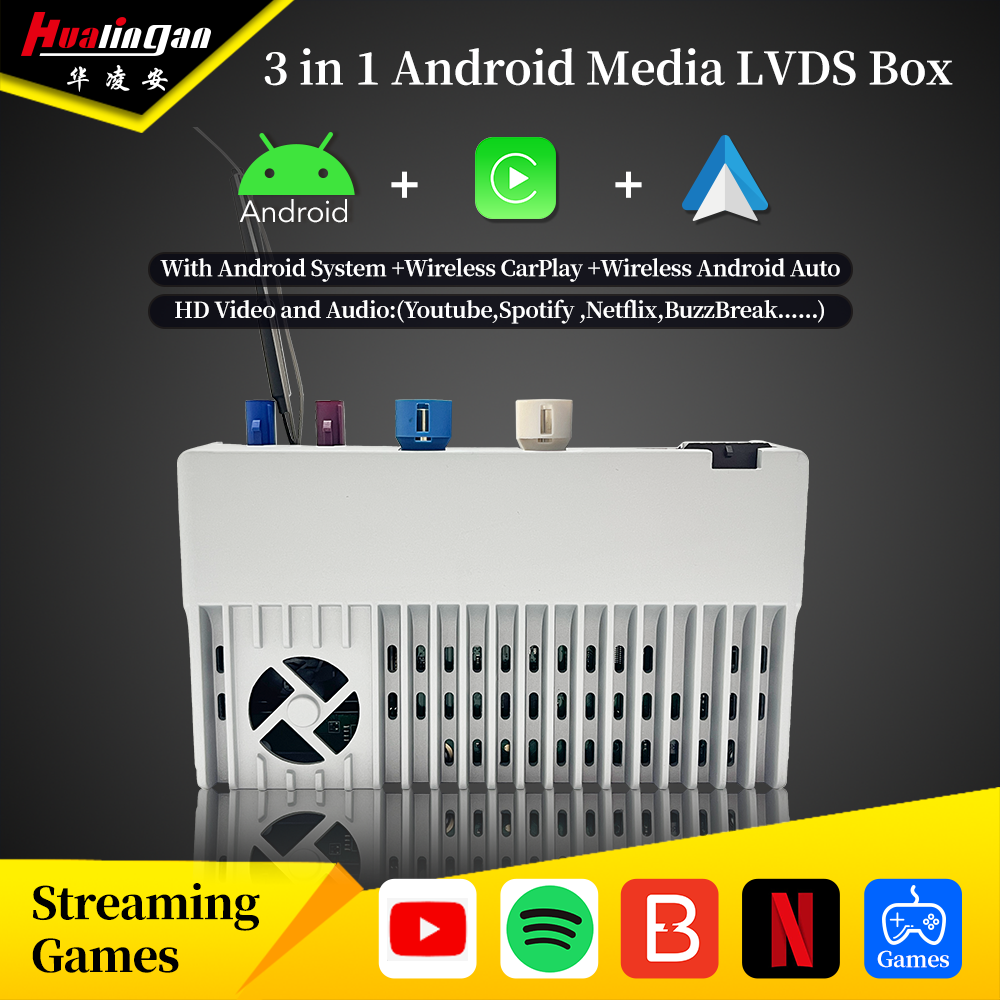 Hualingan 3 in 1 C257 LVDS Box,Wireless CarPlay,Wireless Android,Wireless Android Auto,Upgrade Mercedes CLS NBUX Screen,for car With or without CarPlay, with Car Video,Youtube,Spotify,Netflix,Hulu,Ga