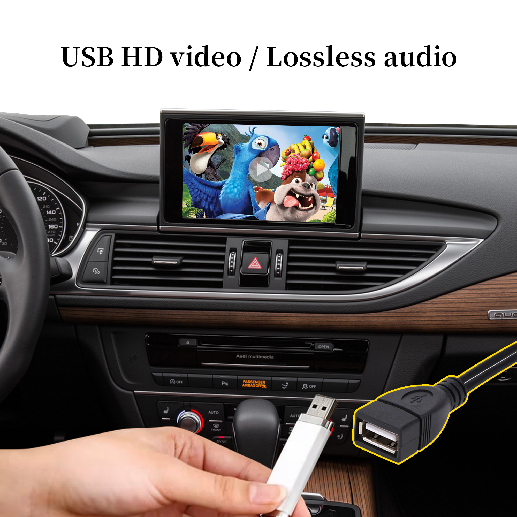 HL-307C A8 CarPlay Android Auto Camera Box for 8"displays 800*480 Audi A6 A7 A7 Sportback A8 MIB MMI 3G System