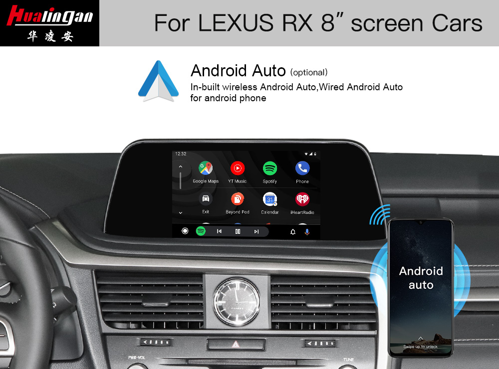 Lexus RX 350 RX 450h 8 /12.3 inch Screen Upgrade CarPlay Ai BOX Android 12 Android Auto Fullscreen Mirroring Wifi Video in Motion Navigation Maps Reversing Camera Video Interface 