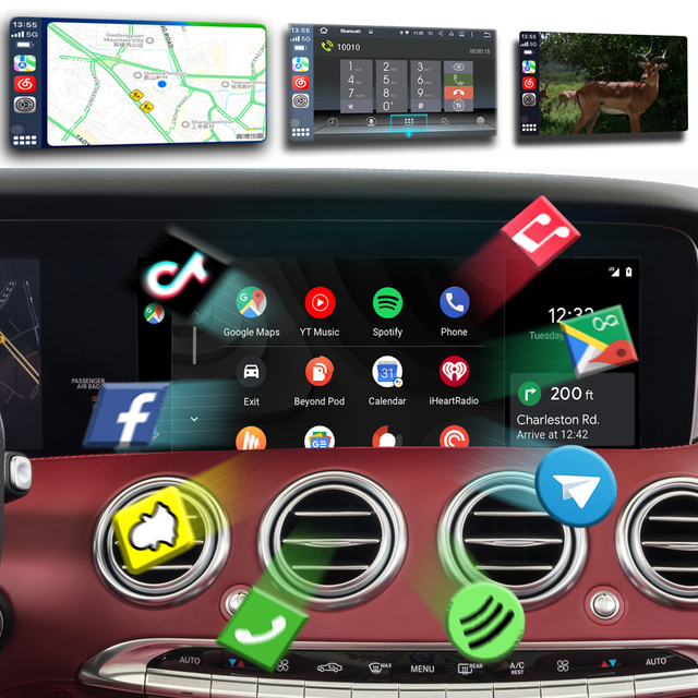 Hualingan 3 in 1 Android OS Adapter for Mercedes-Benz S-Class NTG 5.0,5.1,5.2 (W222,V222,X222,VV222,A217,C217) Wireless Apple CarPlay & Android Auto,Mirror Link,Full Screen Mirroring,Google Maps