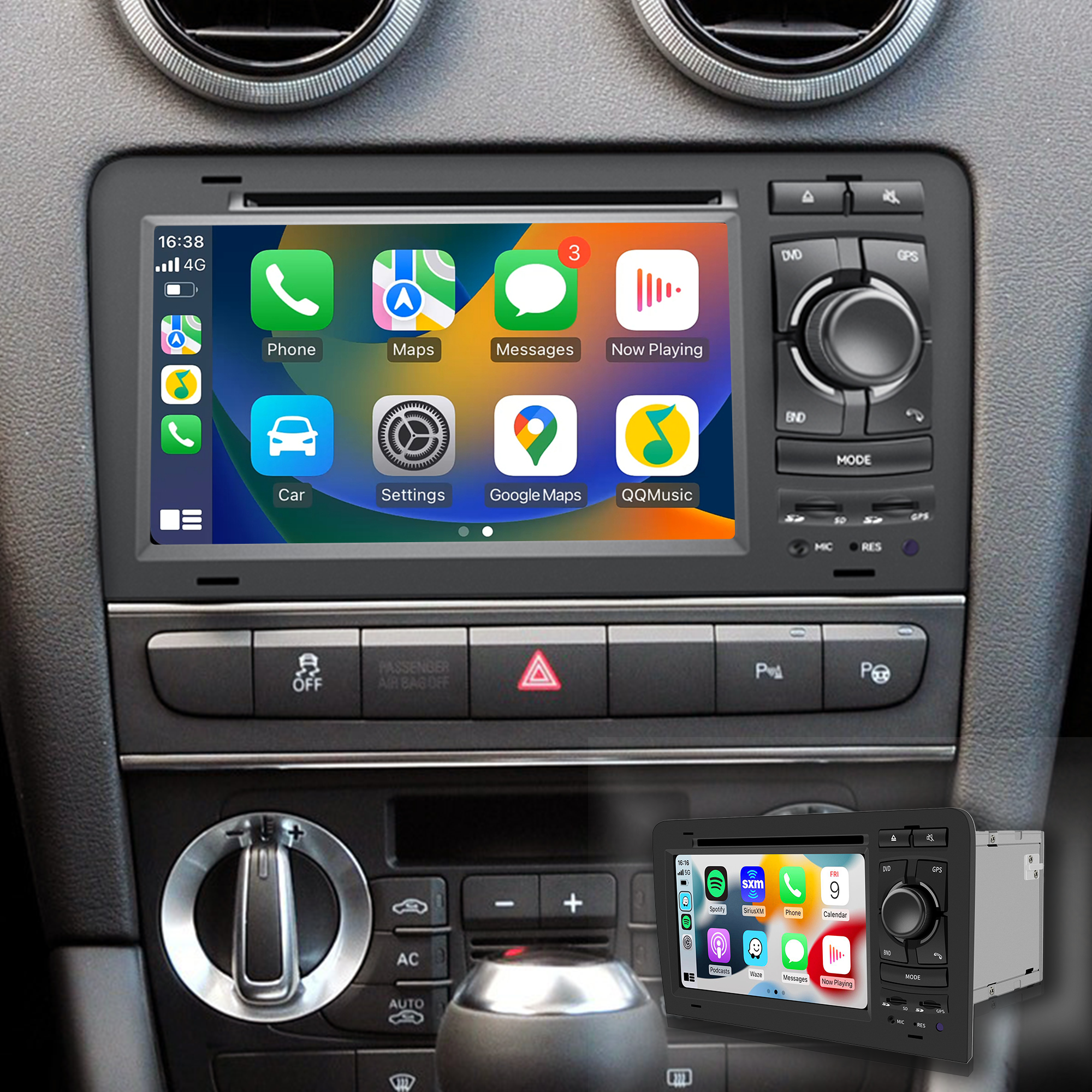 hualingan hla-8796 Audi A3 8P Radio Double Din Car Stereo Dash Kit carplay