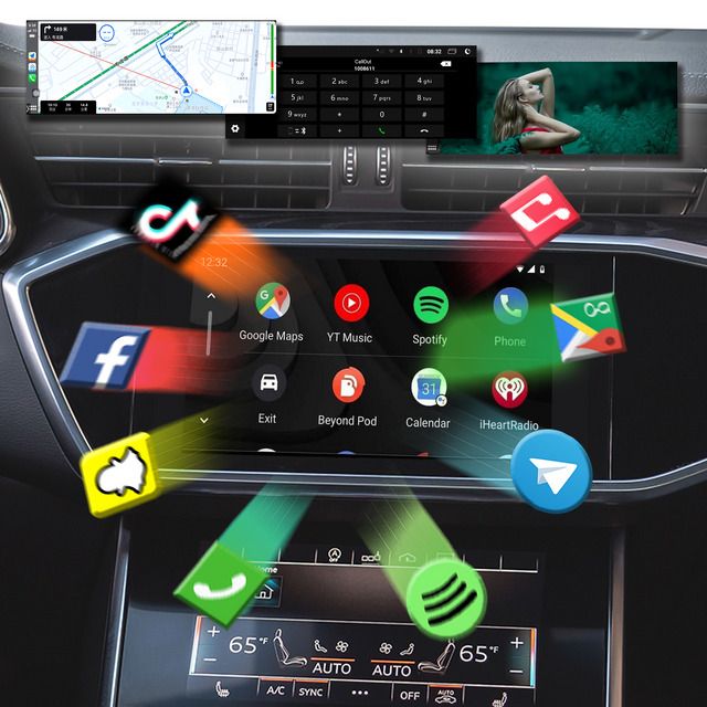 CarPlay Wireless Adapter for Audi A6 S6 RS6 C8 C9 Android Auto iPhone Screen Mirroring Full Screen to 10.1 inch Car Screen,Android 13 Navigation Netflix Spotify Prime Video Reddit Twitch Waze Games 