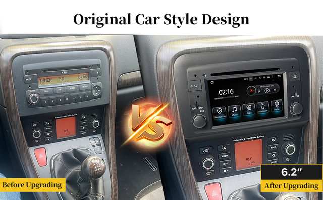 Fiat Croma Stereo Radio Upgrade Fit 6.2 Inch Touch Screen Autoradio Wireless Apple CarPlay Android Auto Navigation DVD Android 13 Apps Netflix Spotify Prime Video Disney+ Hulu Twitch Paramount+