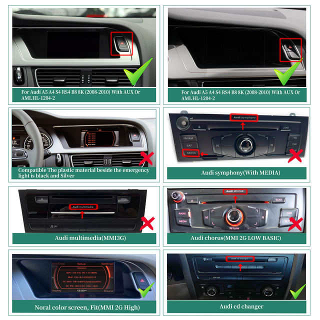 Audi A4 S4 RS4 8B A5 S5 RS5 8T Screen Upgrade MMI 2G 12.3 Touch Wireless Apple CarPlay Android Auto iPhone Mirror Full Screen Android 13 Apps Netflix Spotify Prime Video Reddit Twitch Games