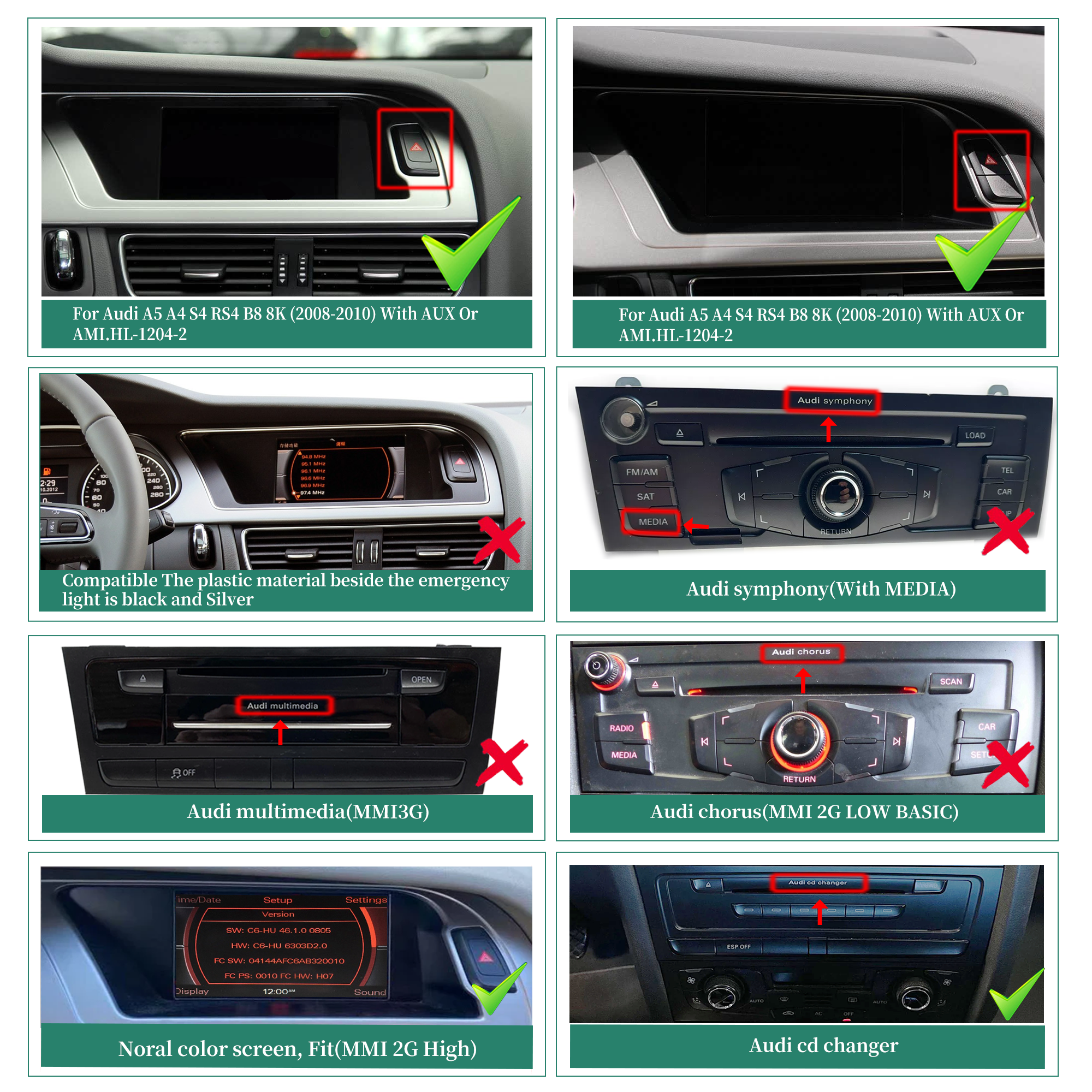 Audi A4 S4 RS4 8B A5 S5 RS5 8T Screen Upgrade MMI 2G 12.3 Touch Wireless Apple CarPlay Android Auto iPhone Mirror Full Screen Android 13 Apps Netflix Spotify Prime Video Reddit Twitch Games