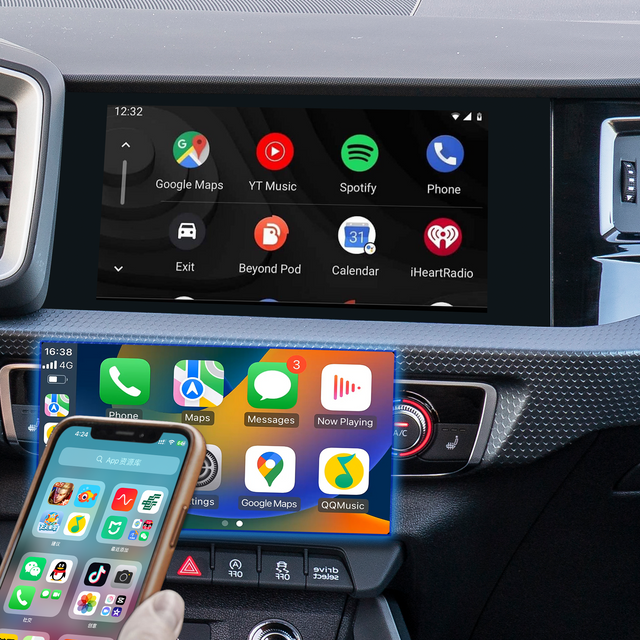 Hualingan 3 in1 Android Adapter for Audi A1 S1 Q3 SQ3 RSQ3 MIB2P MIB3 Wireless Apple CarPlay Android Auto Screen Mirror Link to Phone Full Screen Navi Netflix Spotify Prime Video Reddit Twitch Siri