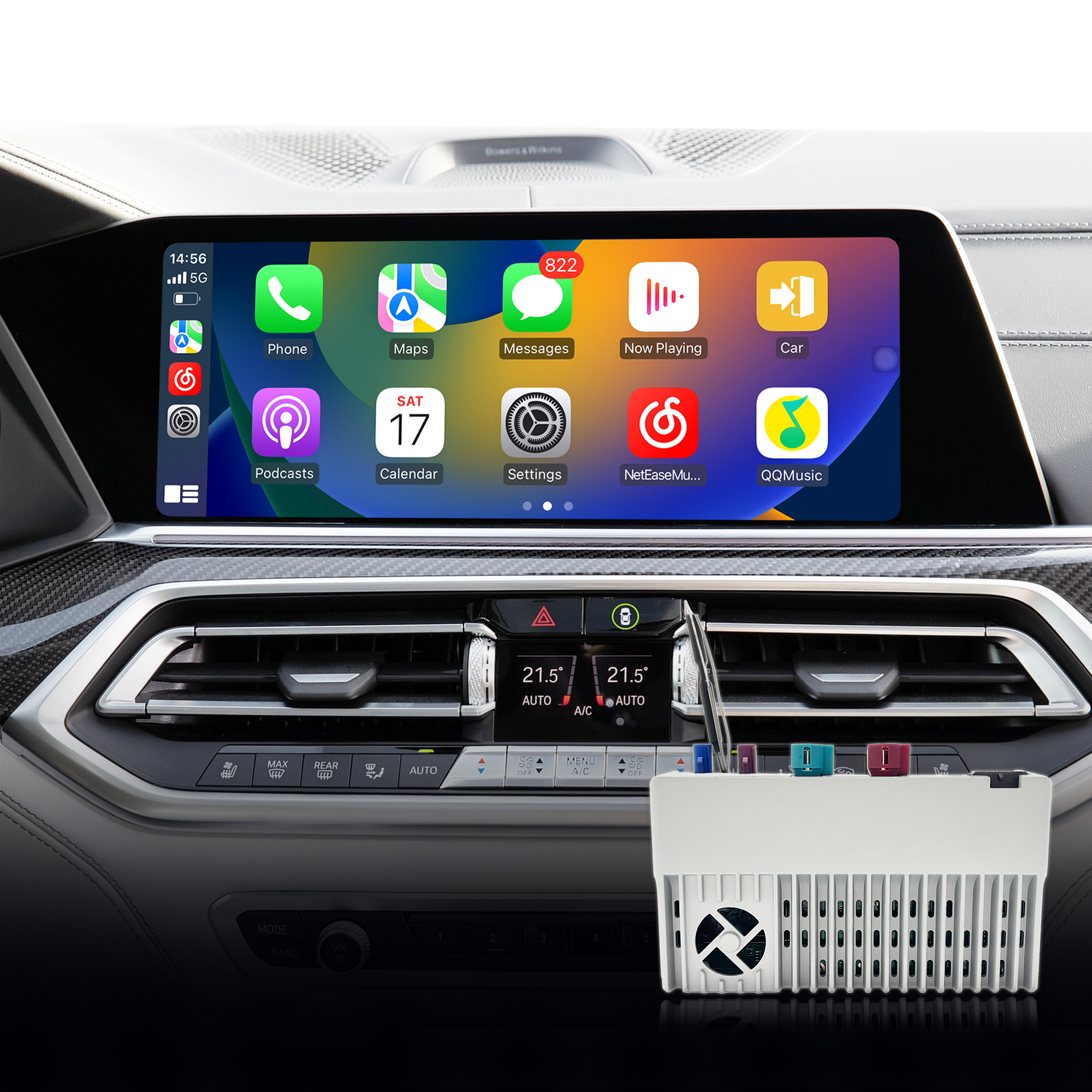 Hualingan CarPlay Adapter for BMW iDrive 7 X5 G05 G18 F95 10.25/12.3 Upgrade 3 in 1 Wireless CarPlay&Android Auto&Android 13 Access Netflix Spotify Google Maps Facebook iPhone Samsung Screen Mirror