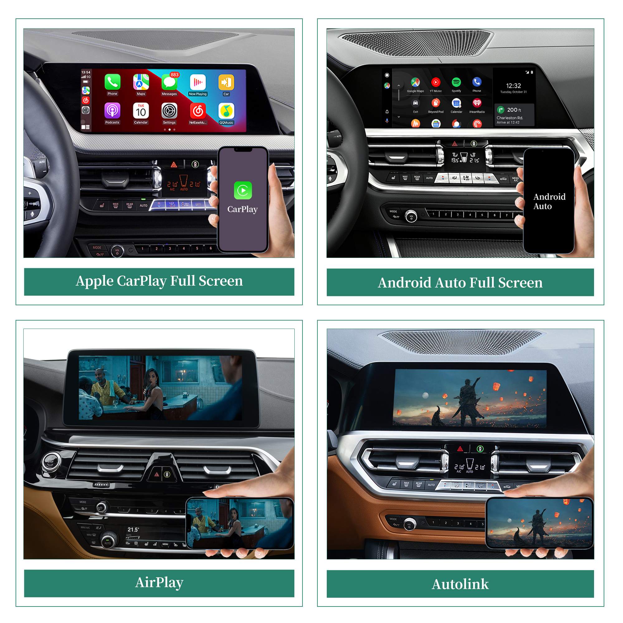 Hualingan CarPlay Adapter for BMW 1 Series F40 iD7 MGU Upgrade 3 in 1 Wireless CarPlay & Android Auto & Android 13 Games Netflix YouTube Spotify Navigation Waze Full Screen Mirror 10.25/12.3 Screen