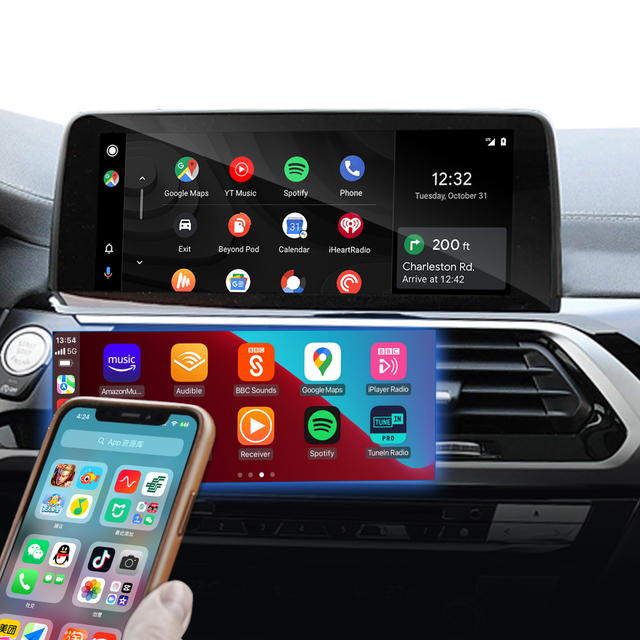 Hualingan CarPlay Adapter for BMW X3 F25 G01 NBT EVO iD6 Wireless CarPlay Android Auto Phone Screen Mirror 8.8/10.25 iDrive Screen Android Apps Navigation Waze Netflix Spotify Crunchyroll Rave iQIYI