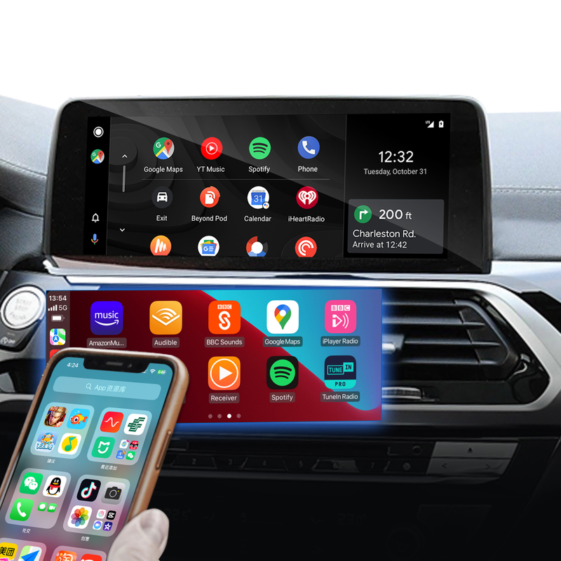 Hualingan CarPlay Adapter for BMW X3 F25 G01 NBT EVO iD6 Wireless CarPlay Android Auto Phone Screen Mirror 8.8/10.25 iDrive Screen Android Apps Navigation Waze Netflix Spotify Crunchyroll Rave iQIYI