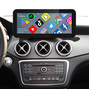 Hualingan 12.3 Touch Screen Upgrade for Mercedes NTG 4.5 and 4.7 A-Class W176 Add Wireless Apple CarPlay Android Auto Split Screen Android Apps Navigation Google Maps Netflix Spotify Backup Cameras