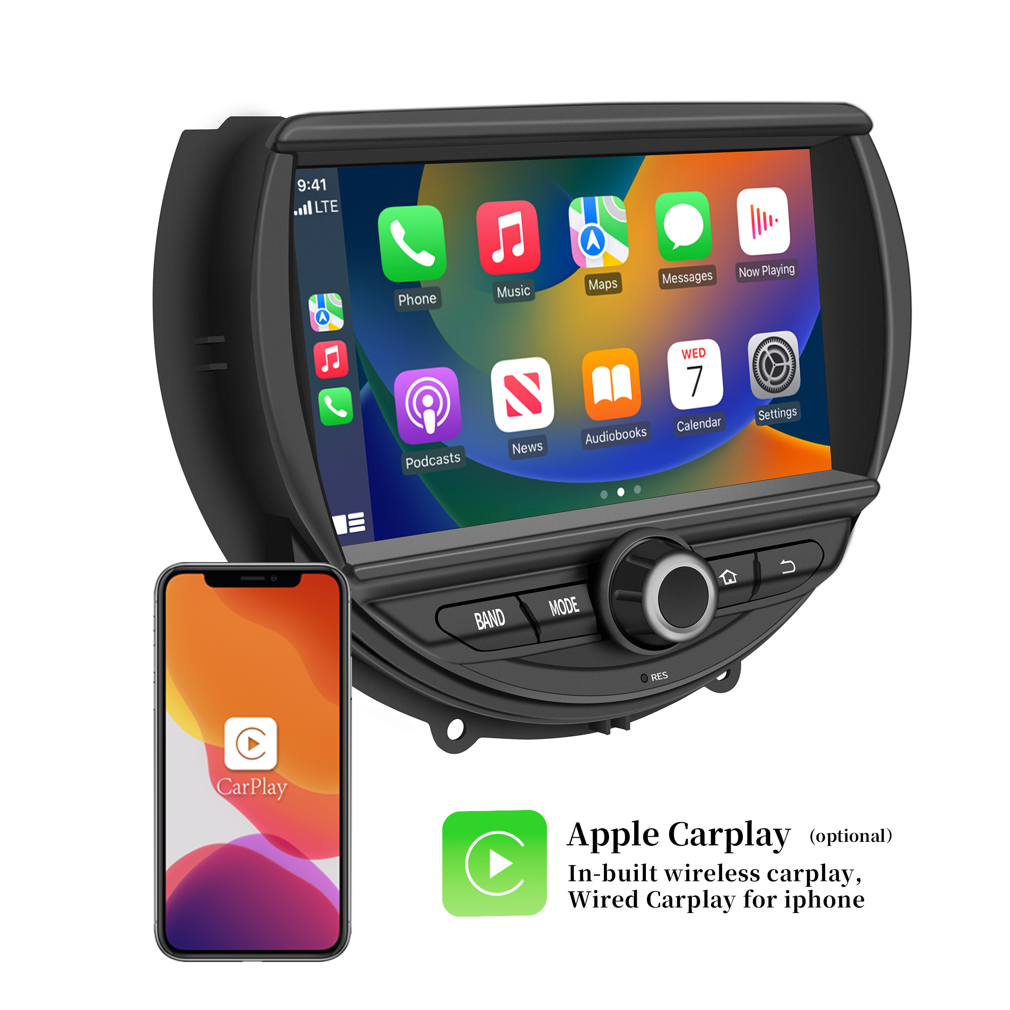Hualingan Mini Cooper Radio F54/F55/F56/F57/F60 7” Touch Screen Stereo Upgrade Apple Carplay Android Auto Fullscreen Mirror Bluetooth Music Multimedia Navi GPS Wifi Rear Camera