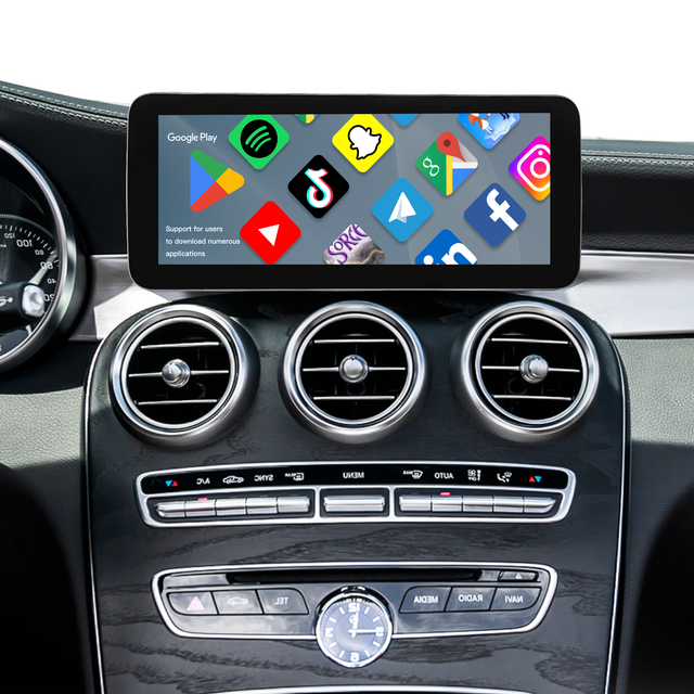 Mercedes C Class 10.25 Android Screen for 7/8 inch NTG 5.5 W205 C205 S205 Apple CarPay Android Auto Support Apps Mirroring Full Screen Netflix YouTube Spotify Navigation Google Maps Vehicle Cameras 