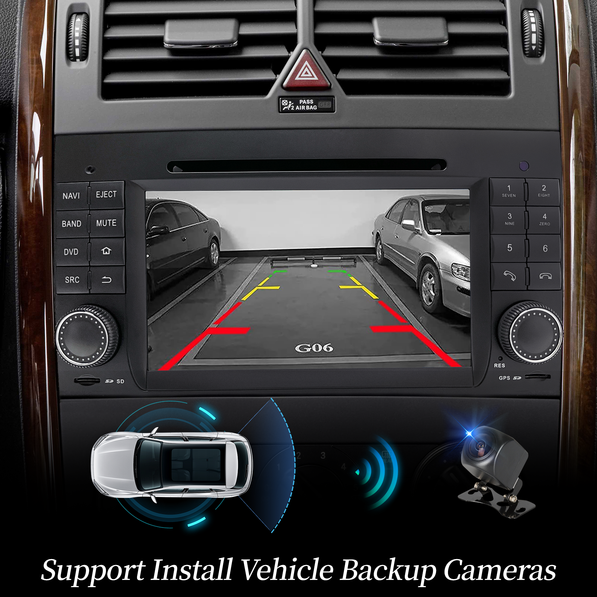 Mercedes W169 C169 A-Class Radio Upgrade 6.2 Touch Screen Add Wireless Apple CarPlay Android Auto Android System GPS Navigation Google Maps Vehicle Cameras Bluetooth Calls AM FM DVD Netflix YouTube