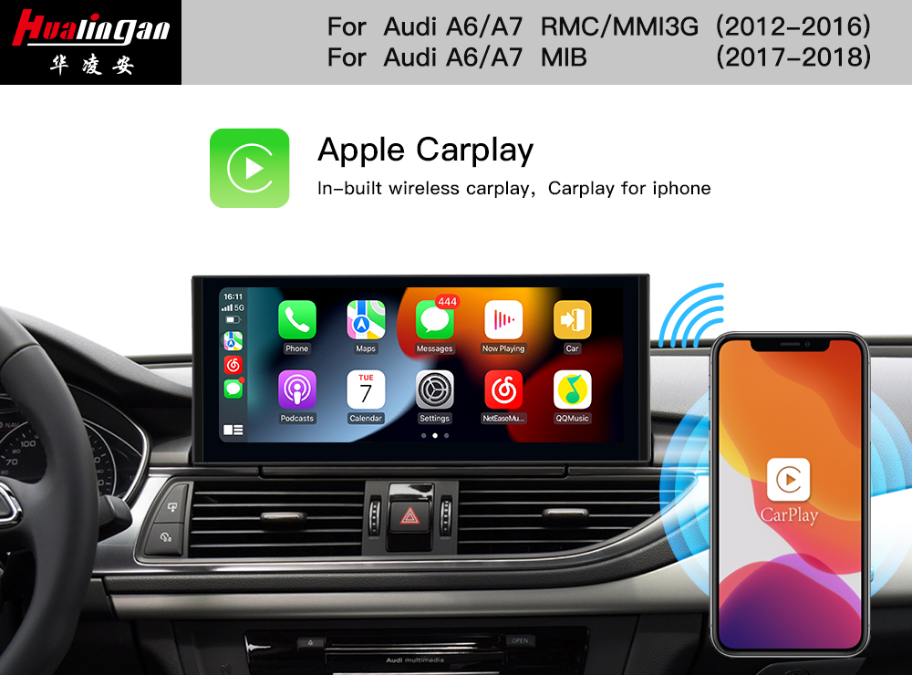 for Audi MIB A7 S7 RS7 C7 12.3” Blu-Ray TouchScreen Navigation Multimedia Apple CarPlay Fullscreen Android Auto Android 12 Video In Motion Youtube Facebook