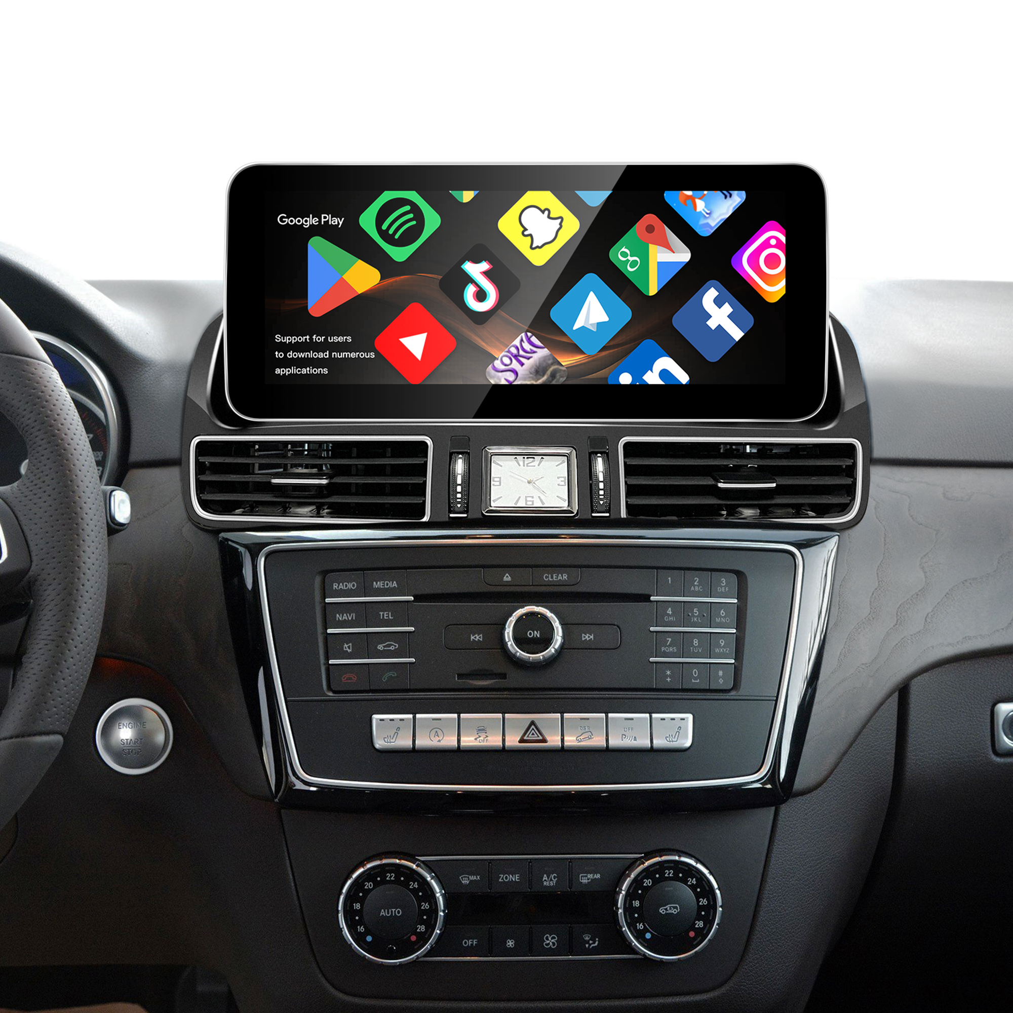 W292 X166 NTG 5.1/5.2 Mercedes GLS GLE Apple CarPlay Wireless Android Auto Upgrade 12.3 Androdi Screen Full (Split) Screen Mirroring App Netflix Spotify Wi-Fi Navigation Google Maps Vehicle Cameras