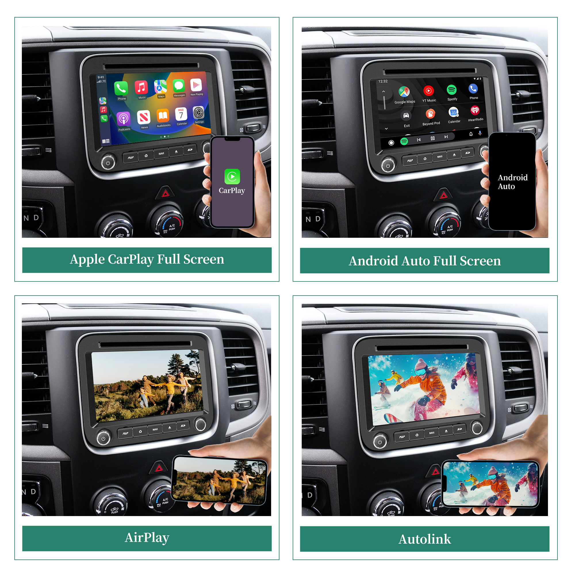 Apple CarPlay Jeep Renegade Radio Touch Screen Replacement Upgrade 7inch Car Stereo Android Auto Netflix Spotify Backup Camera Android 13 GPS Navi BT DVD RDS FM AM MP3 Car Audio Head Unit 