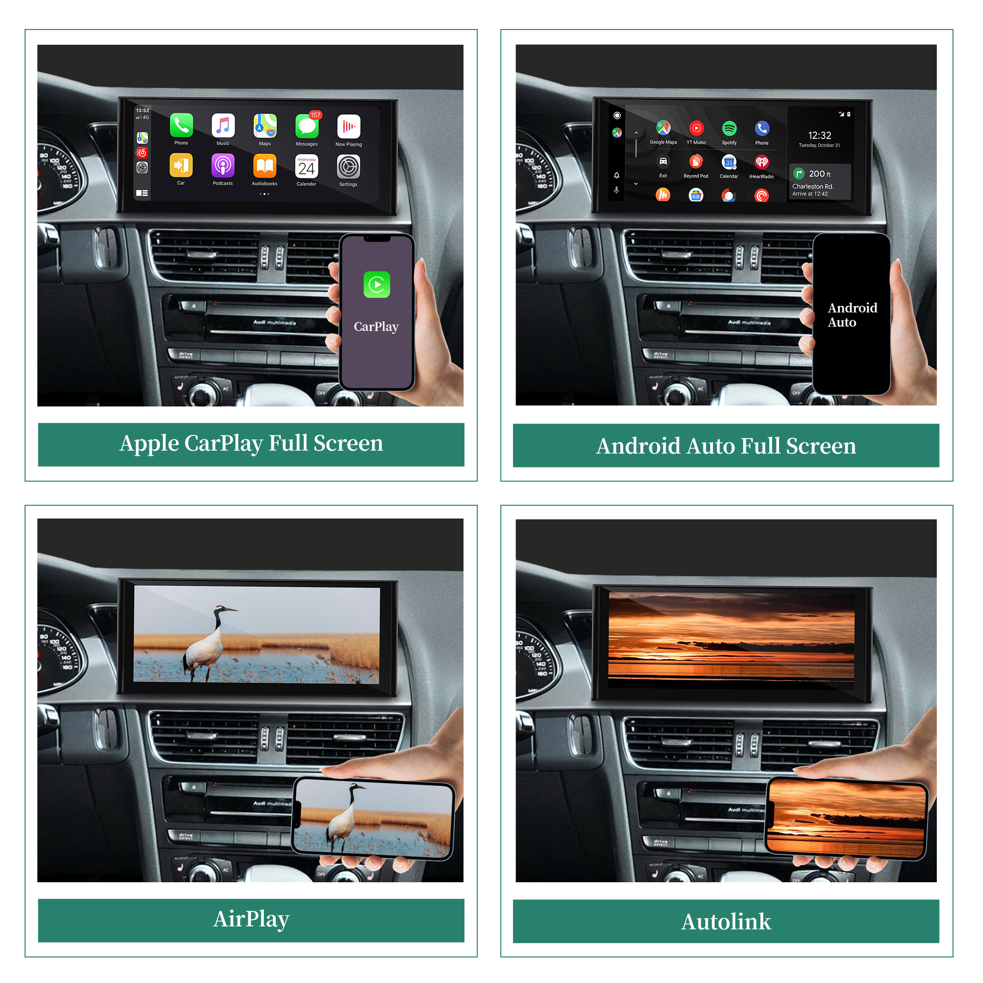 10.25 inch Android Screen Upgrade Install for Audi A4 B8 A5 8T Wireless Apple CarPlay Android Auto Screen Mirroring Samsung Android 13 Apps Netflix Spotify Prime Video Reddit Twitch Waze Games Navi