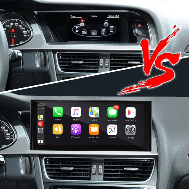 Audi A5 8T A4 8K Symphony Concert Upgrade CarPlay 10.25 Touch Screen Radio Stereo Android 13 Android Auto Mirror Netflix YouTube Spotify Games Music Movies Navigation Apple Maps WiFi