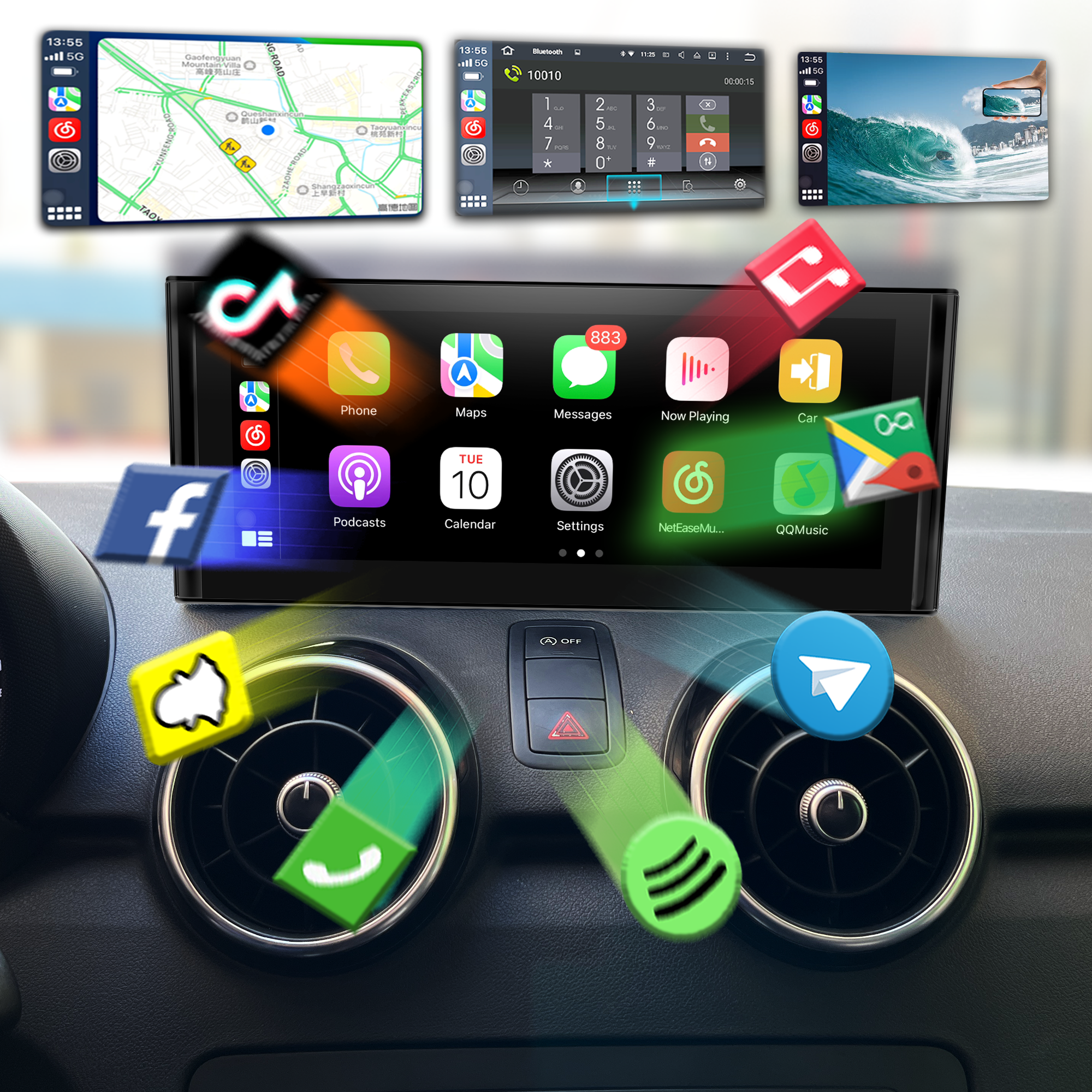 hualingan hla-1061 audi a1 s1 radio android 13 auto carplay